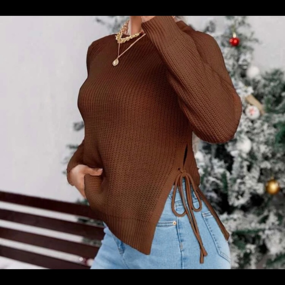 Tie Slit Hem Sweater